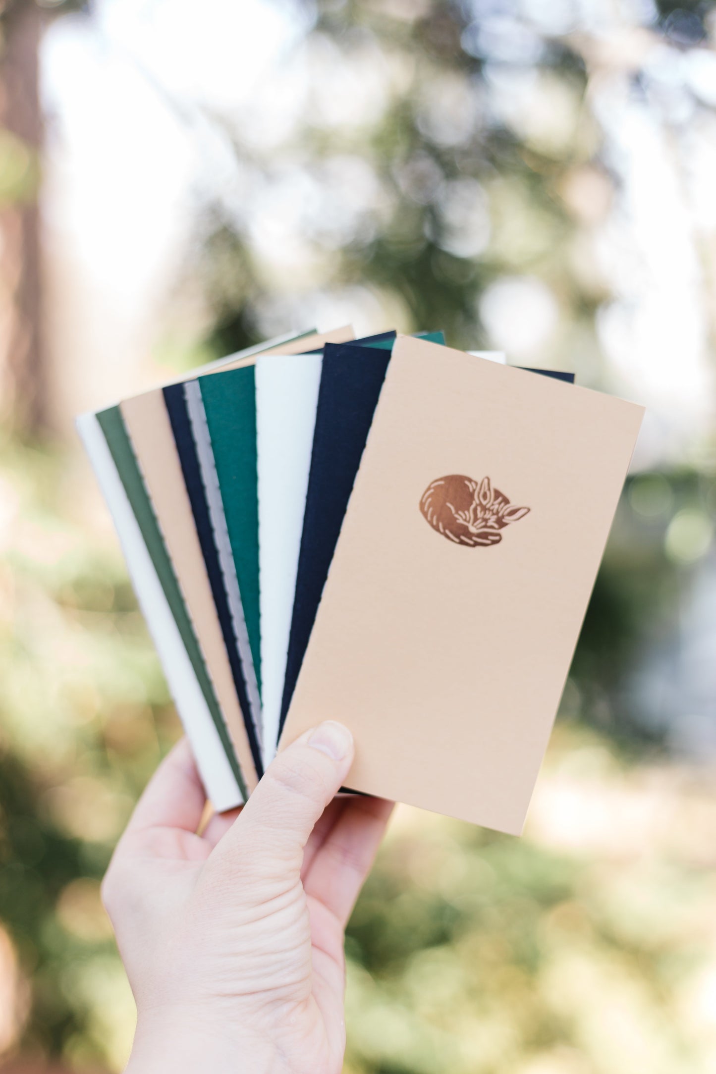 Foil Embossed Sleeping Fox Menagerie Mini Saddle Stitch Notebook