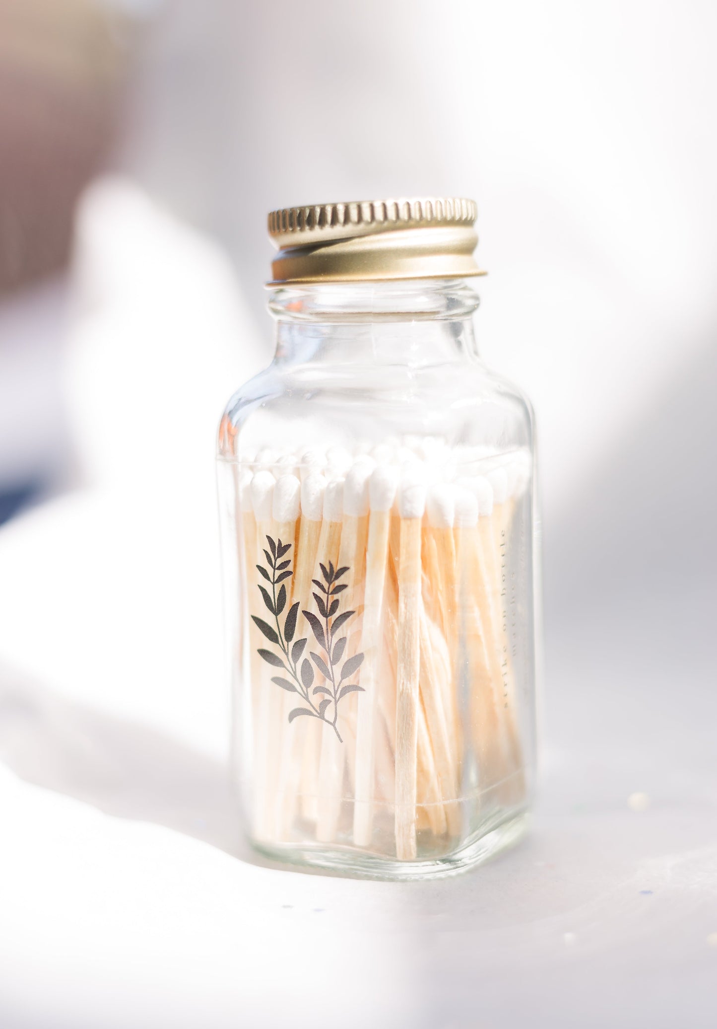 Sage 2" White Match Jar | Botanical Match Holder