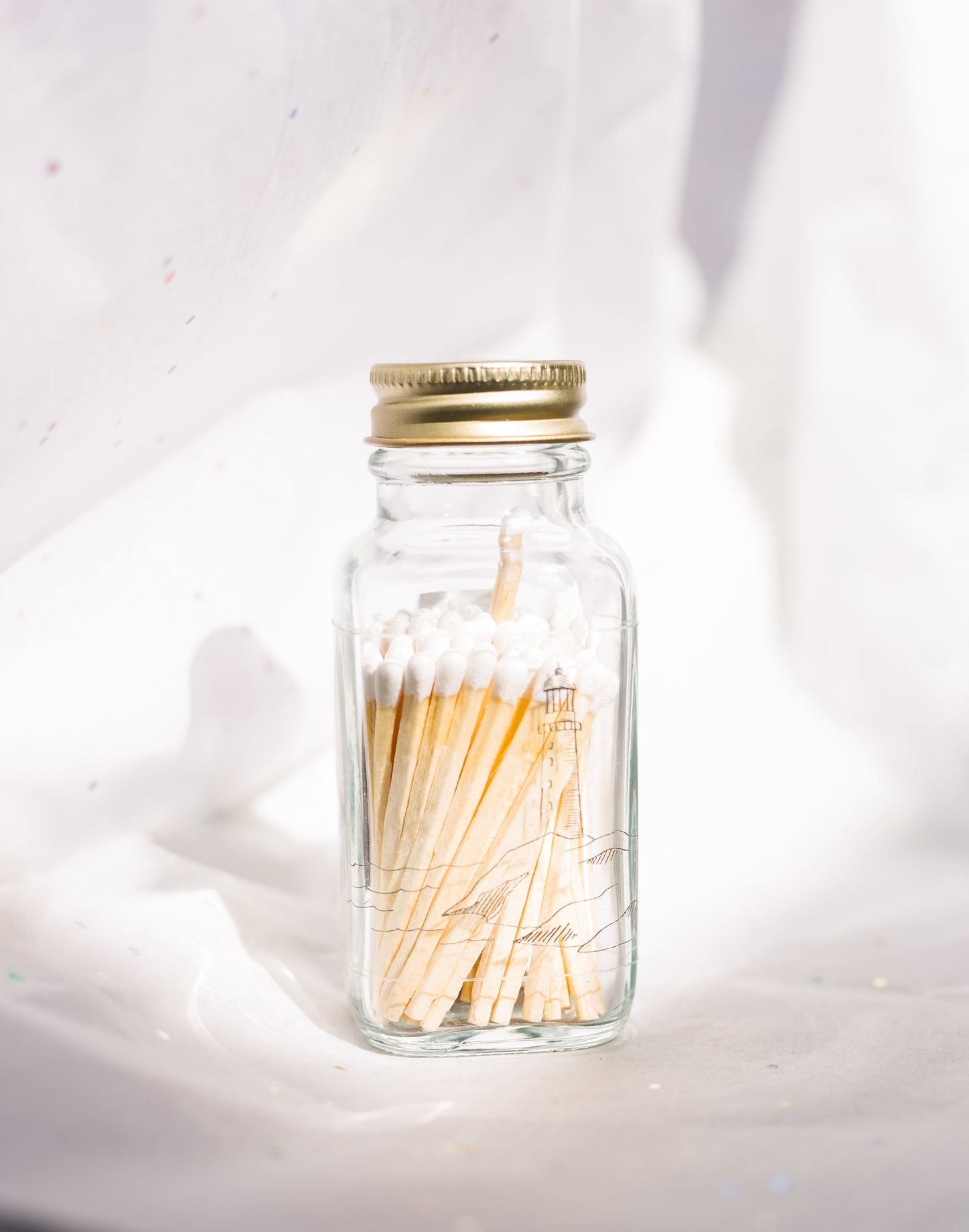 Lighthouse 2" White Match Jar | Rocky Point Match Holder