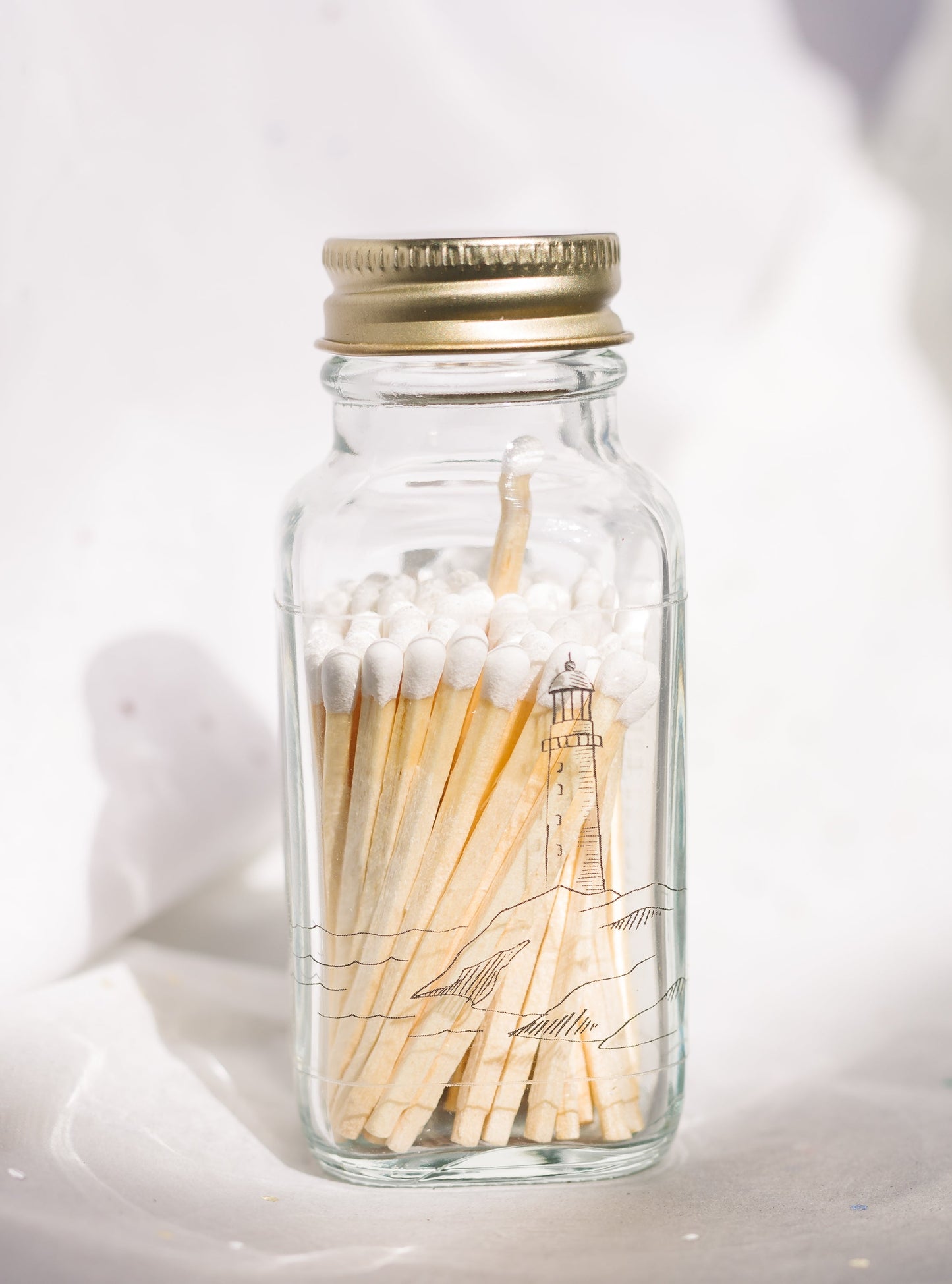 Lighthouse 2" White Match Jar | Rocky Point Match Holder