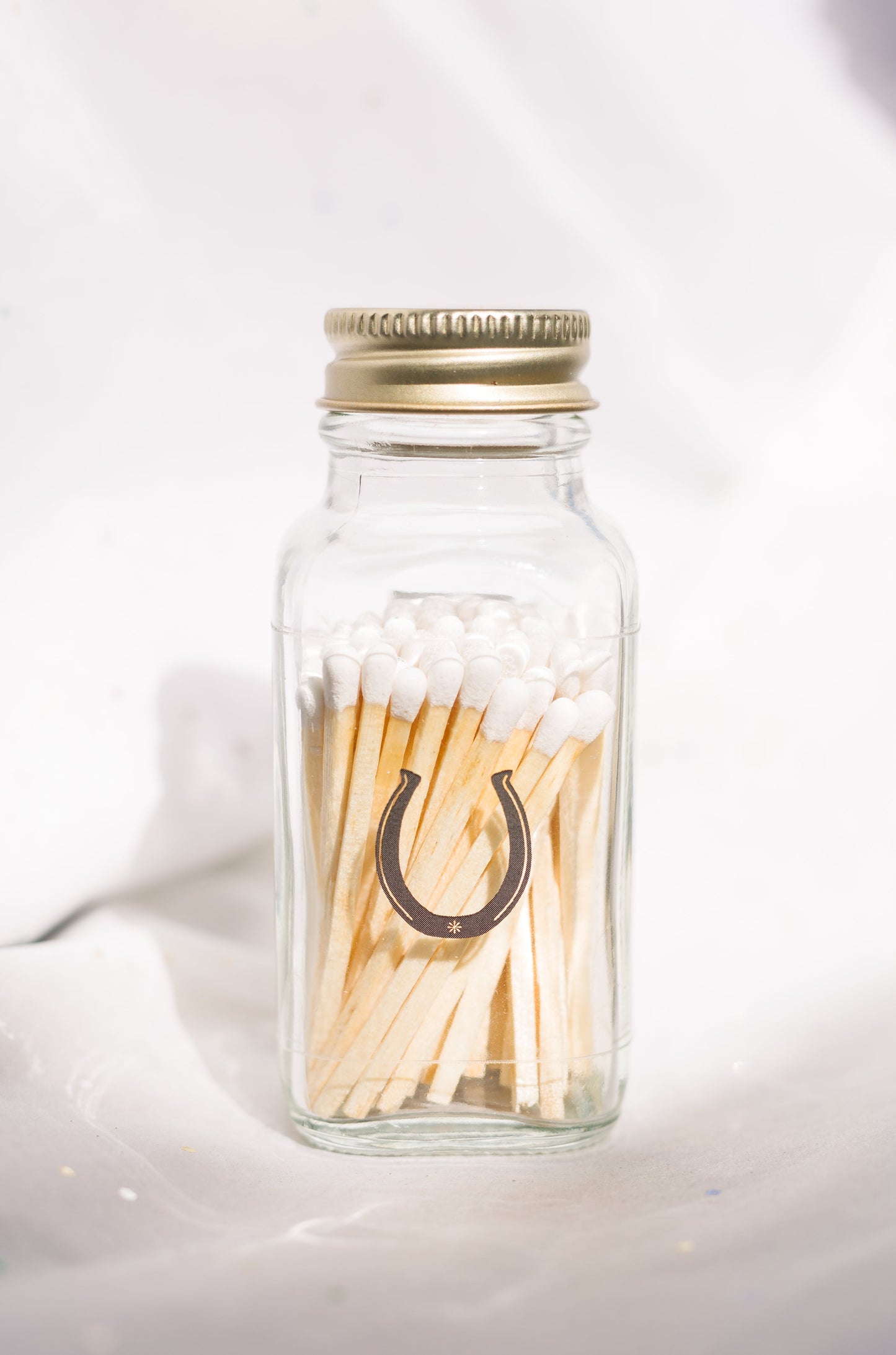 Lucky Horseshoe 2" White Match Jar | Western Match Holder