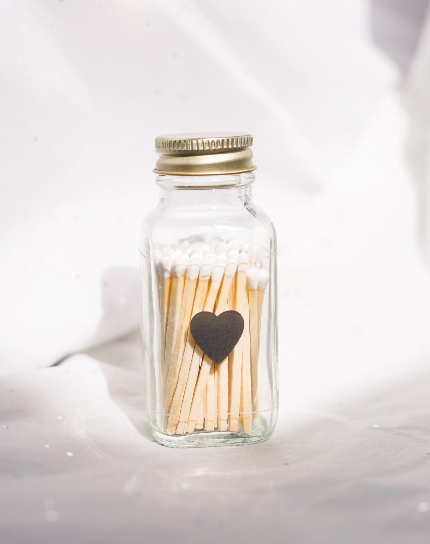 Classic Heart 2" White Match Jar | Pretty Match Holder