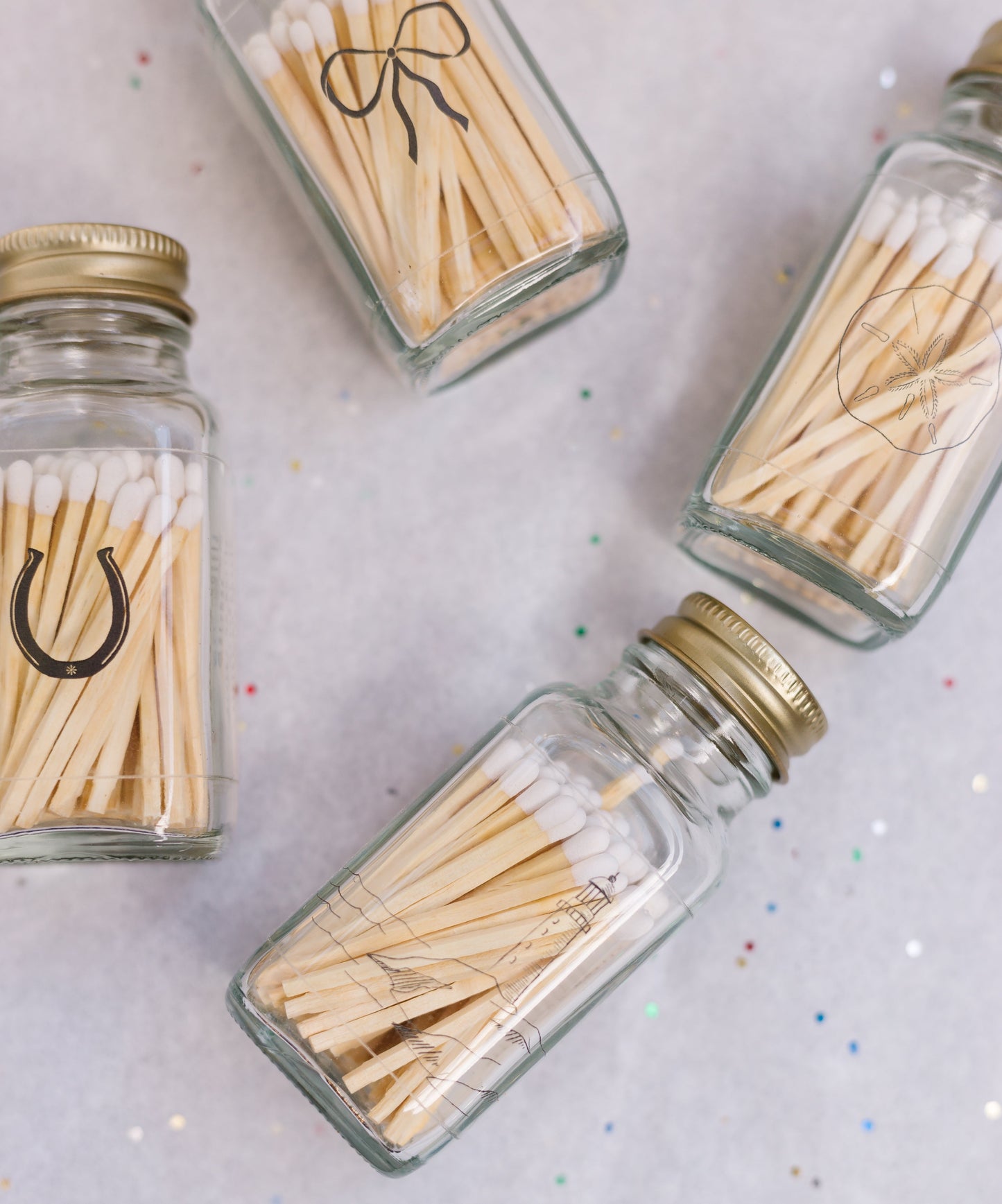 Vintage Bow 2" White Match Jar | Classic Match Holder