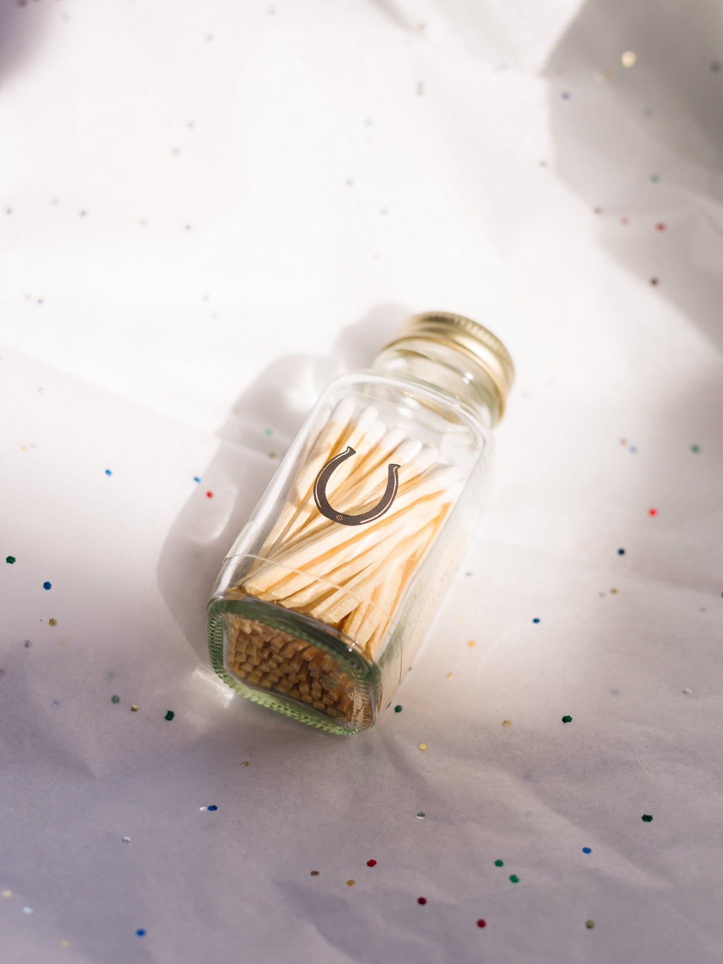 Lucky Horseshoe 2" White Match Jar | Western Match Holder