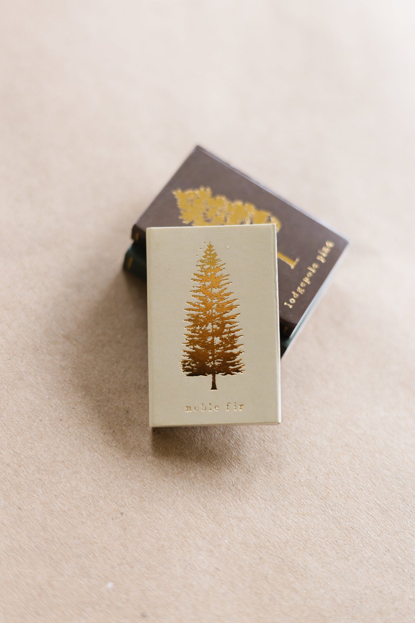 Noble Fir Tree Gold Foil Matchbox | Forest Home Decor