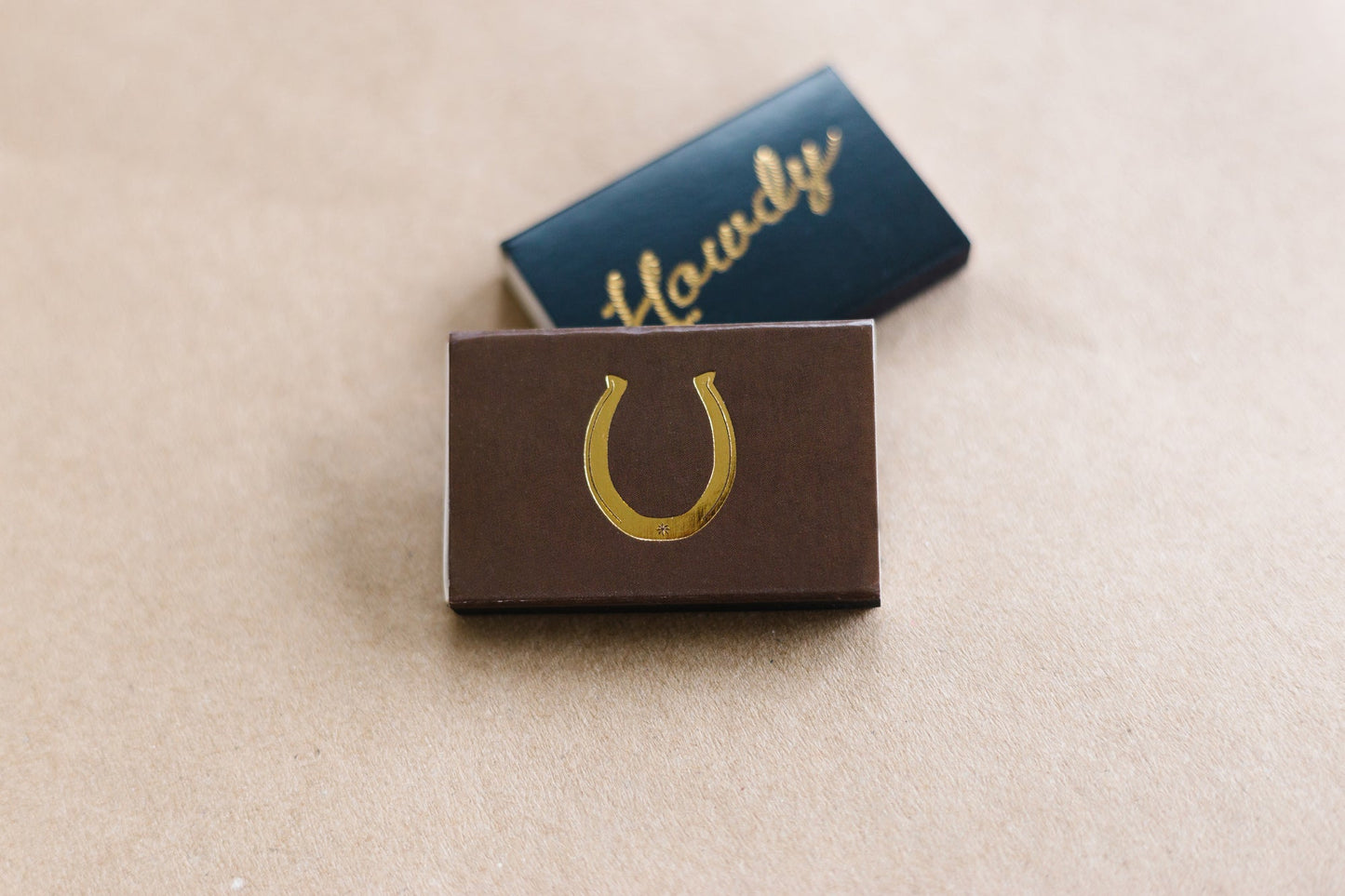 Lucky Horseshoe Gold Foil Embossed Matchbox | Western Matches
