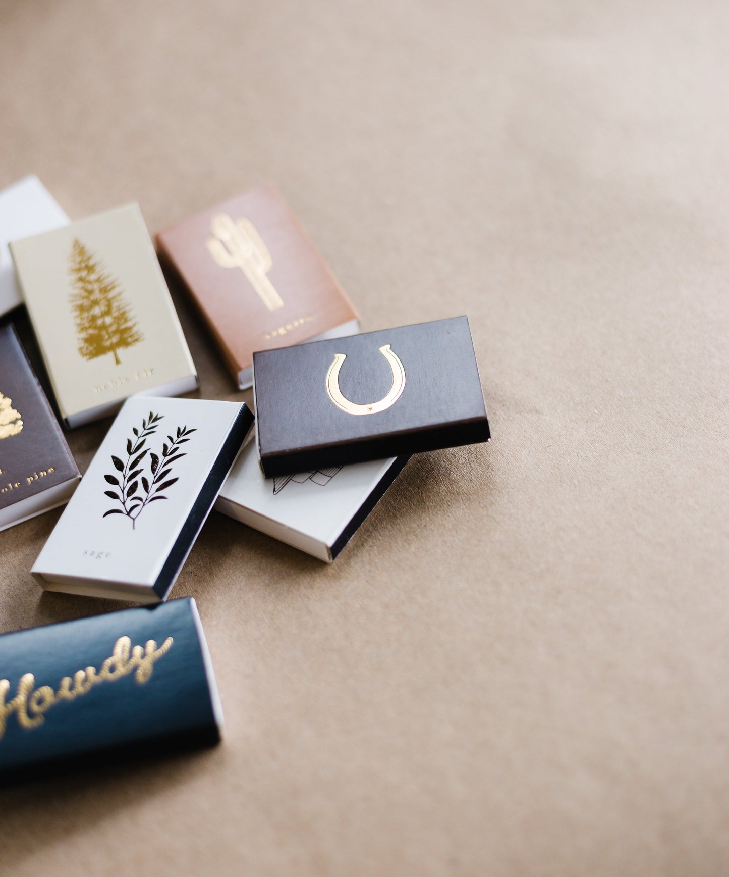 Lucky Horseshoe Gold Foil Embossed Matchbox | Western Matches