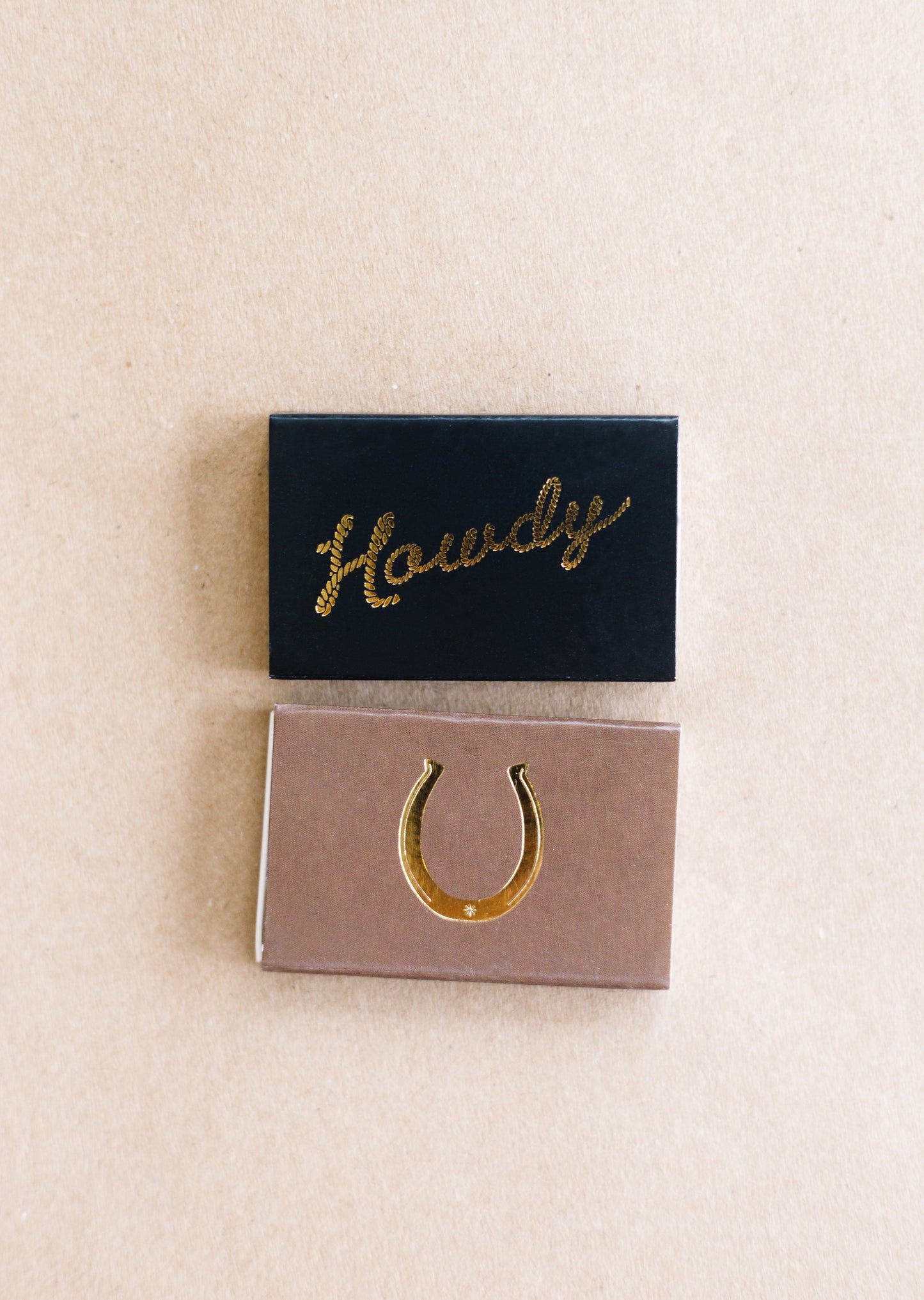 Howdy Gold Foil Embossed Matches | Classic Black Matchbox