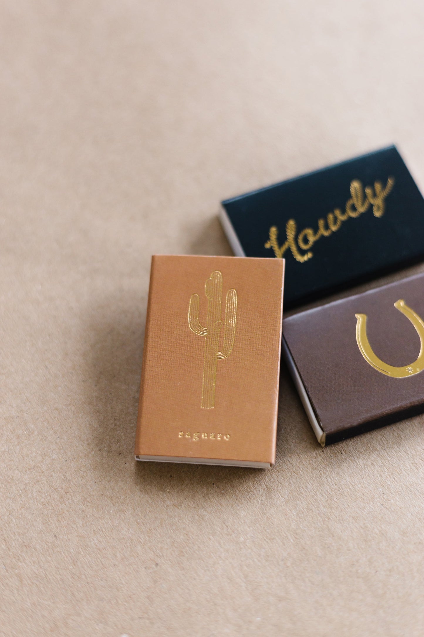Saguaro Cactus Gold Foil Embossed Match Box | Desert Candle Accessory