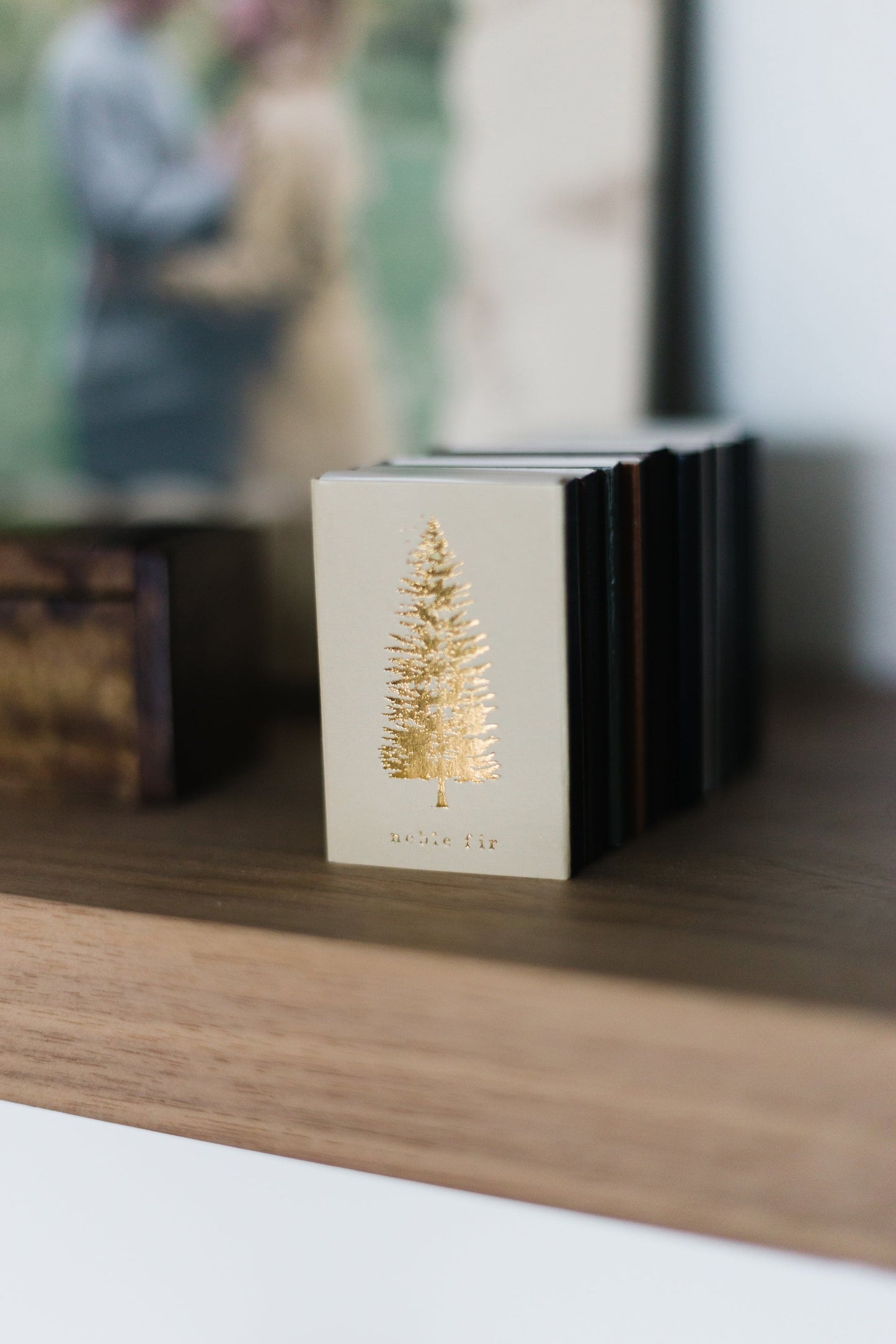 Noble Fir Tree Gold Foil Matchbox | Forest Home Decor