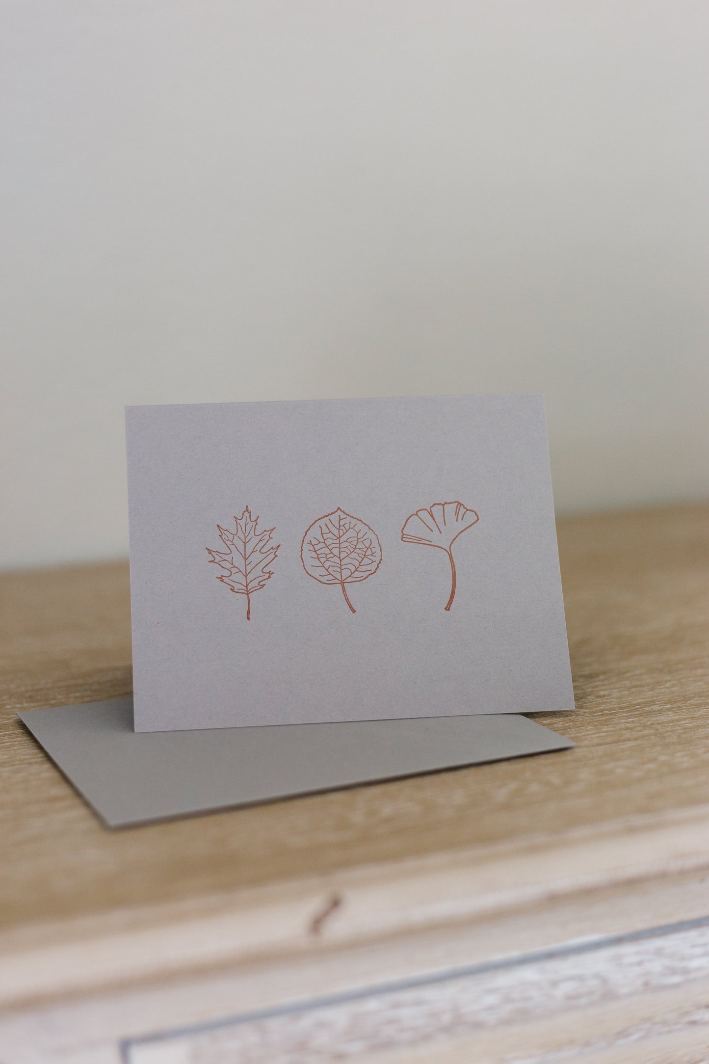 Leaf Trio Letterpress Greeting Card | Botanical Card