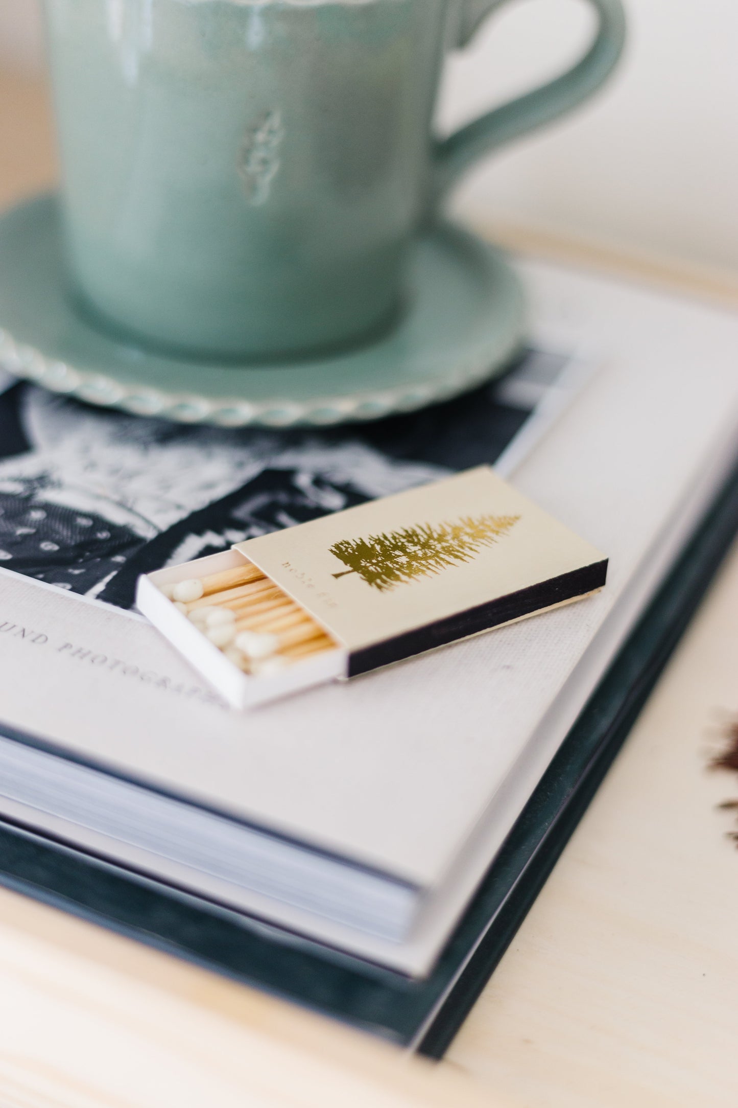 Noble Fir Tree Gold Foil Matchbox | Forest Home Decor