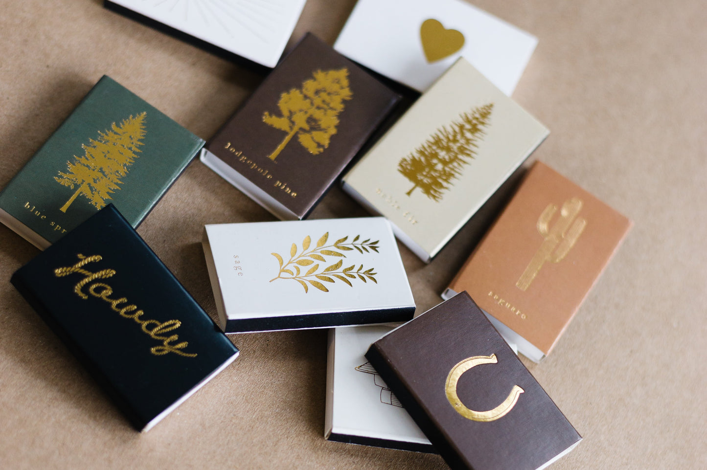 Lodgepole Pine Tree Gold Foil Matchbox