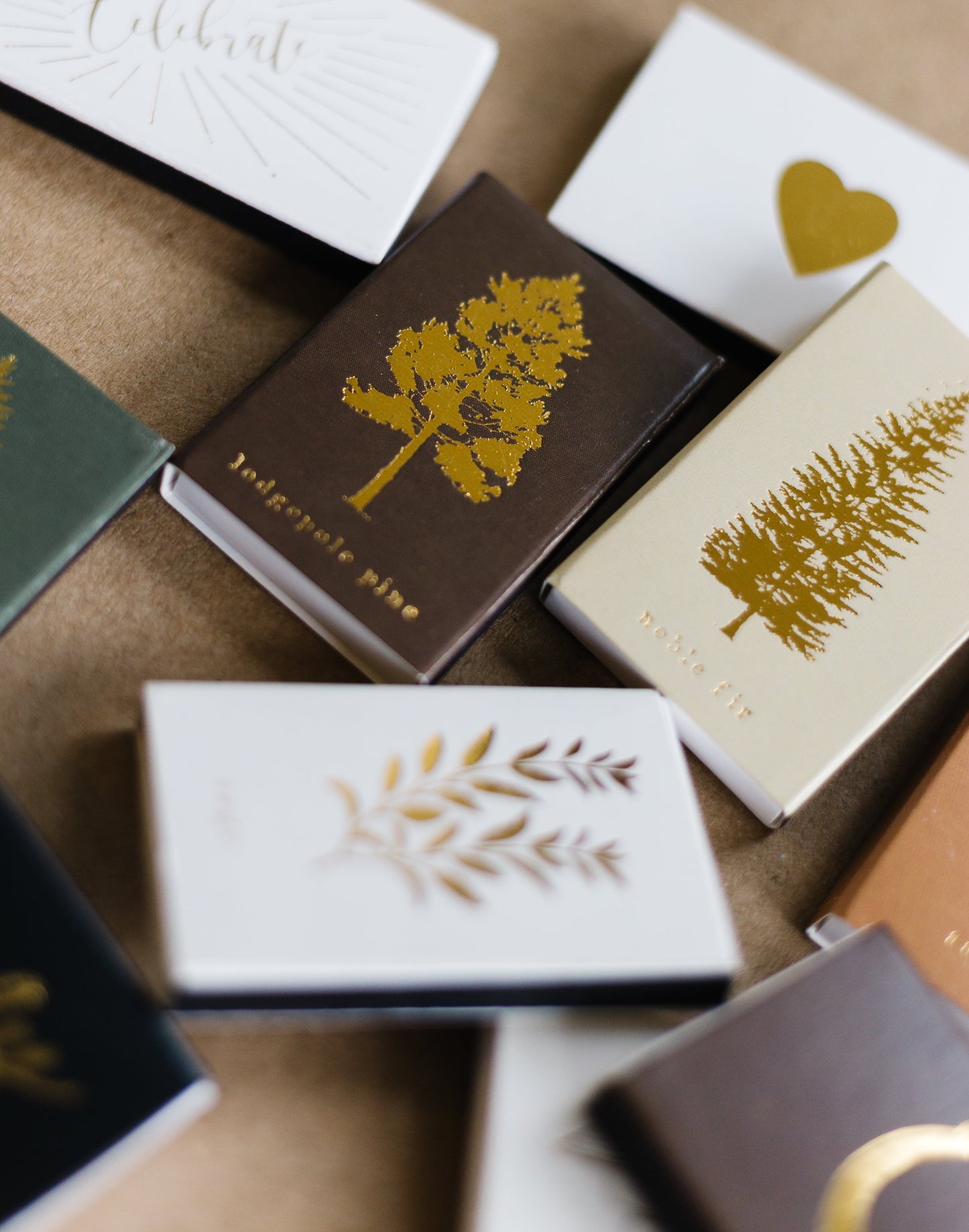 Lodgepole Pine Tree Gold Foil Matchbox