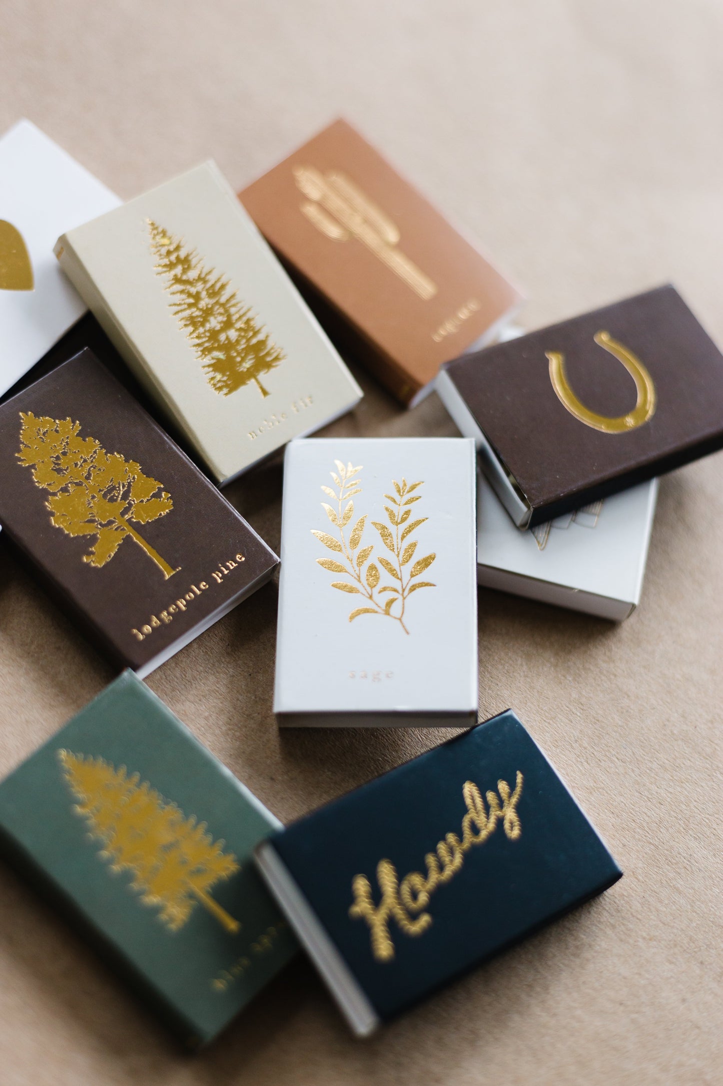 Lodgepole Pine Tree Gold Foil Matchbox