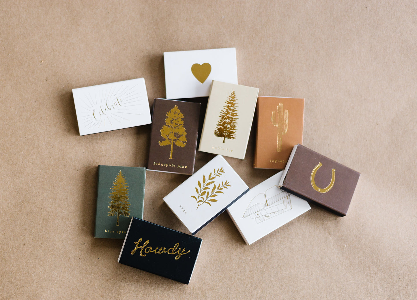 Lodgepole Pine Tree Gold Foil Matchbox