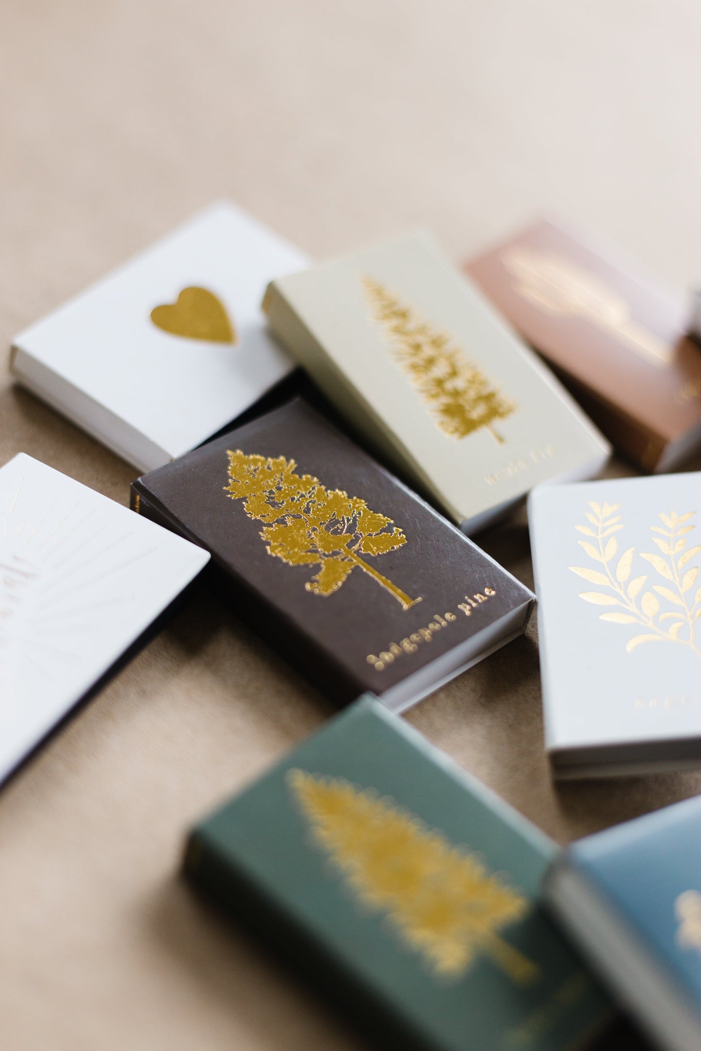 Noble Fir Tree Gold Foil Matchbox | Forest Home Decor